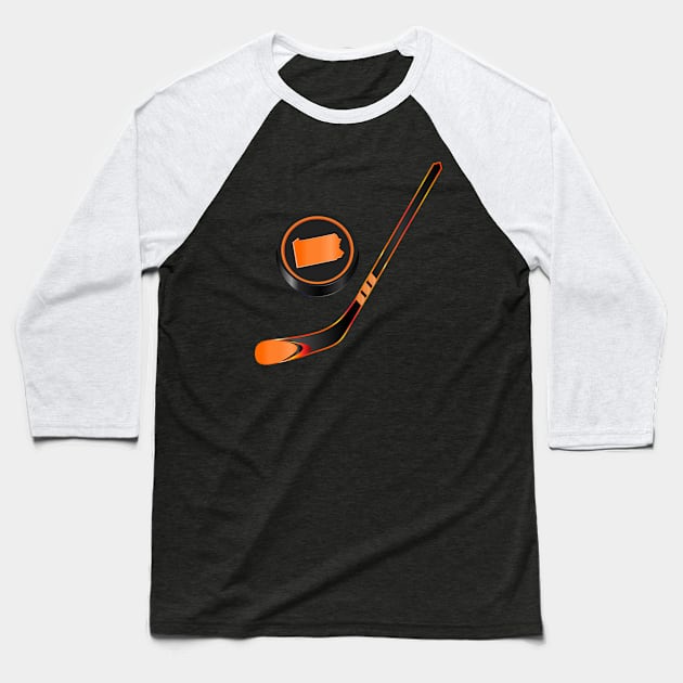 NHL - PA Black Orange Stick and Puck Baseball T-Shirt by geodesyn